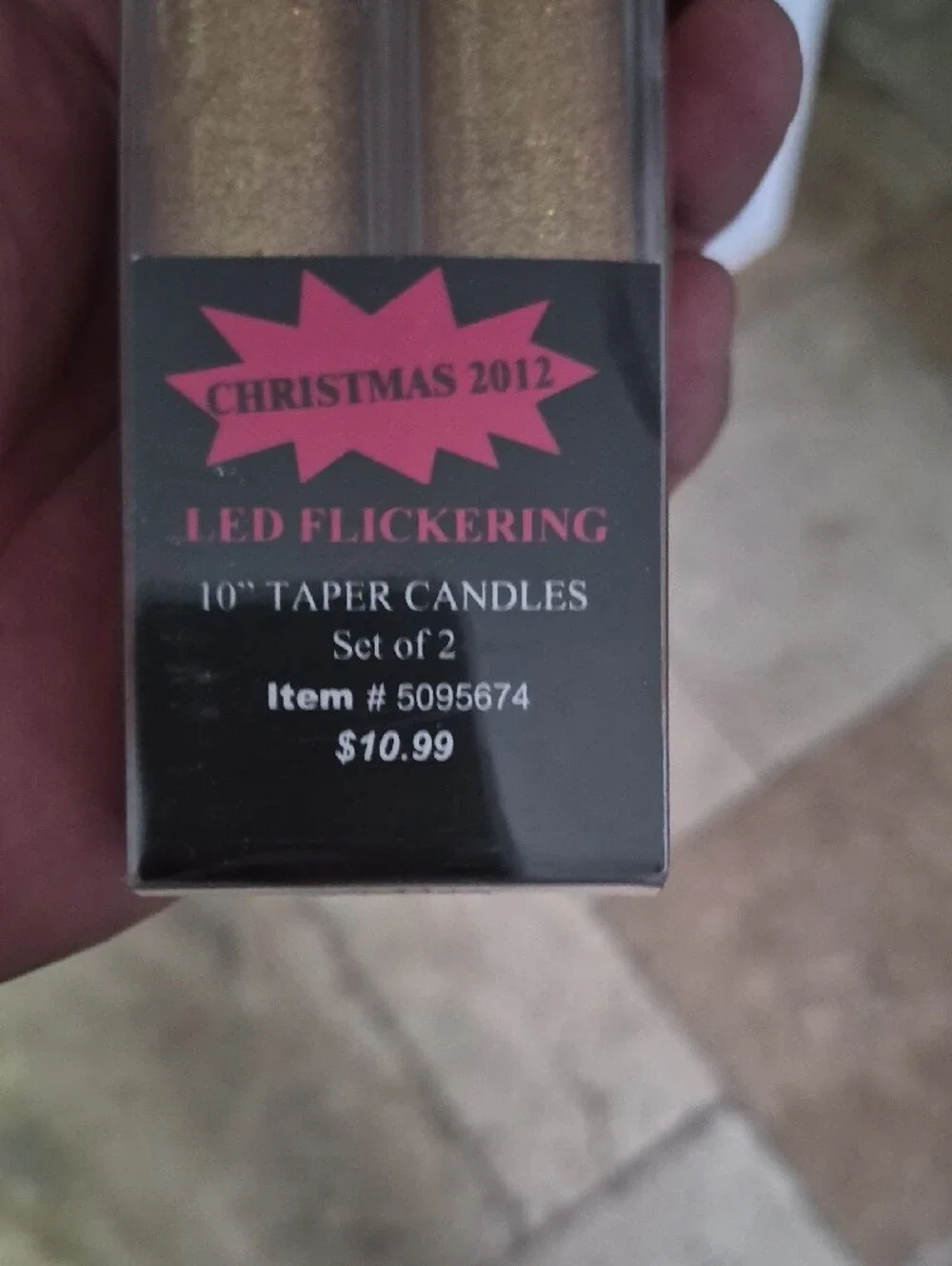 Vintage Gold Glitter LED Taper Candles - Pair